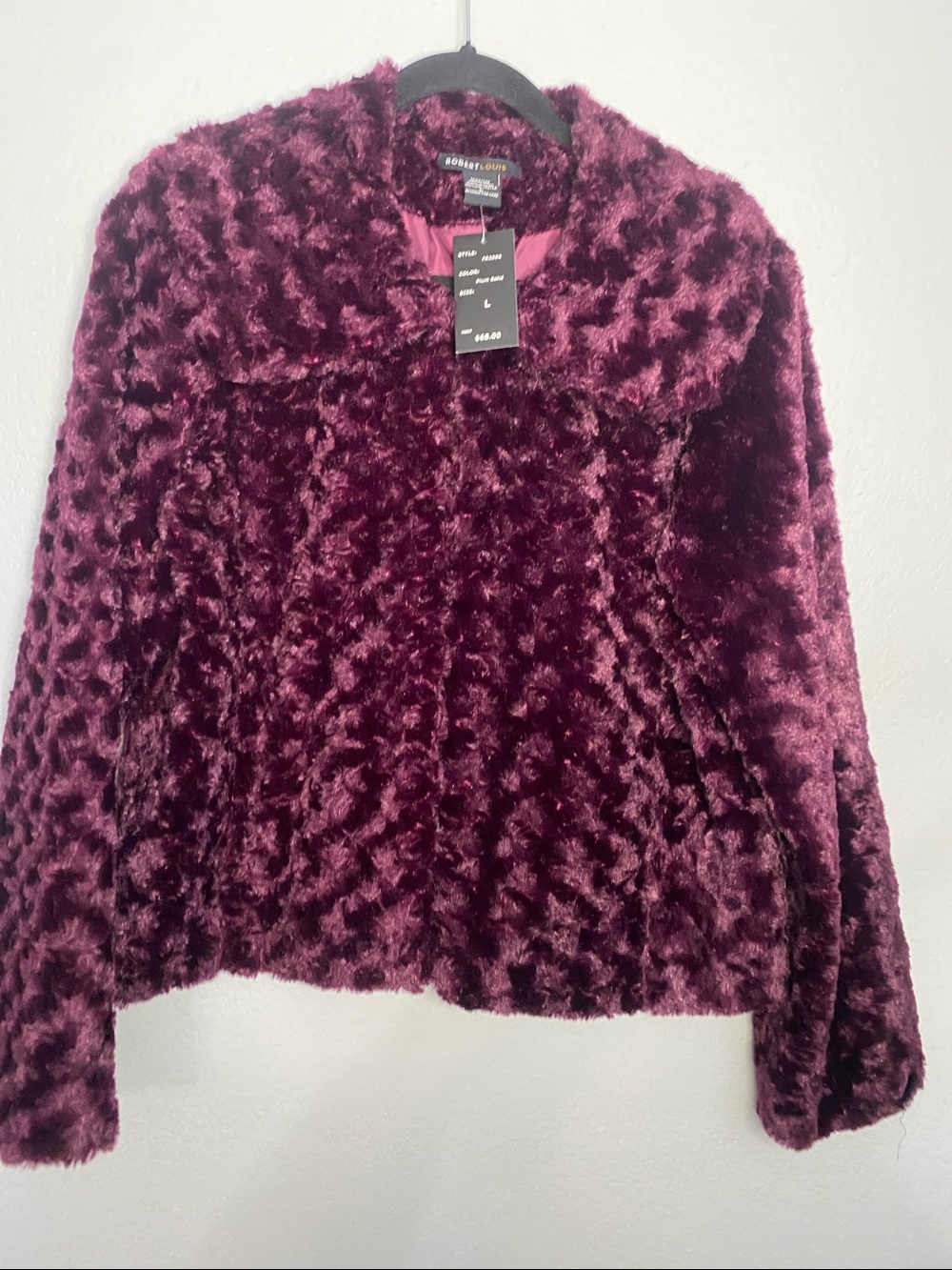 Robert Louis Plush Faux Fur Teddy Jacket - Burgundy Plum